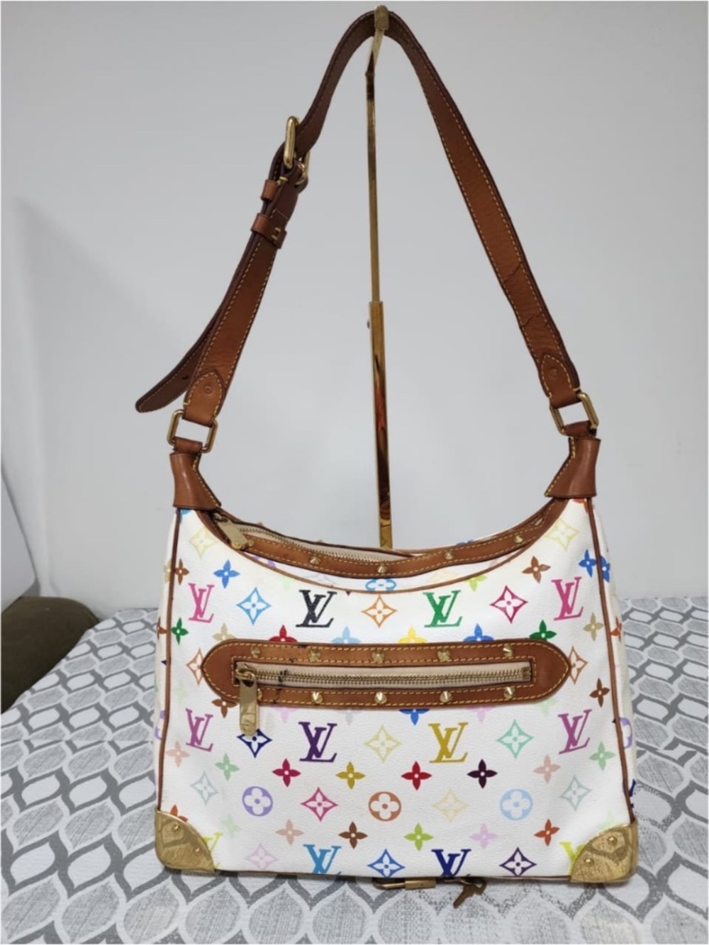 Authentic LOUIS VUITTON Monogram Multicolor Boulogne White/Multicolor